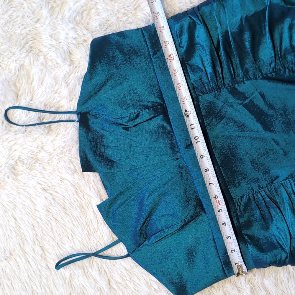 Y2K Vintage Cindy USA Iridescent Aqua Taffeta 2 Piece Cocktail Dress 3XL - Picture 12 of 16